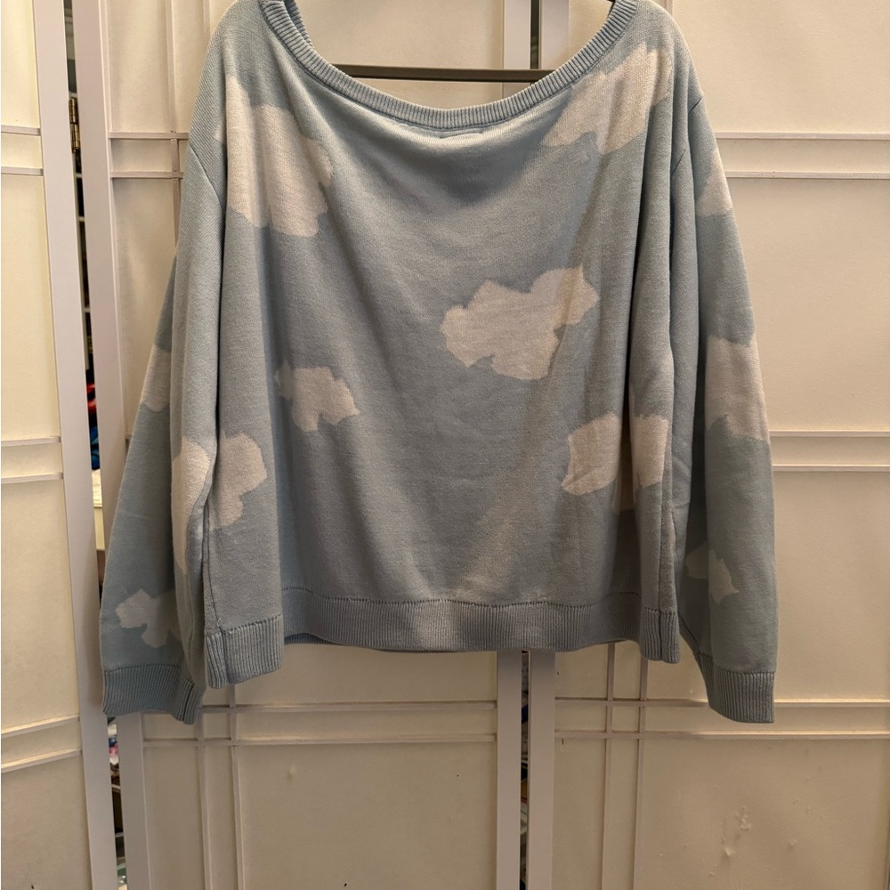 Peanuts Off-the-Shoulder Sweater - Light Blue and Red - Picture 8 of 8